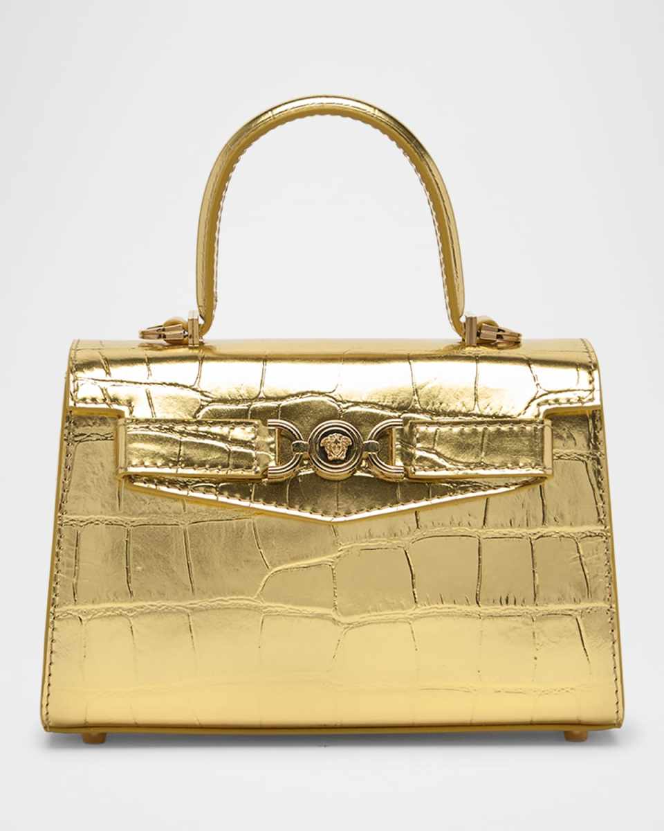 La Medusa Metallic Croc-Embossed Bag
